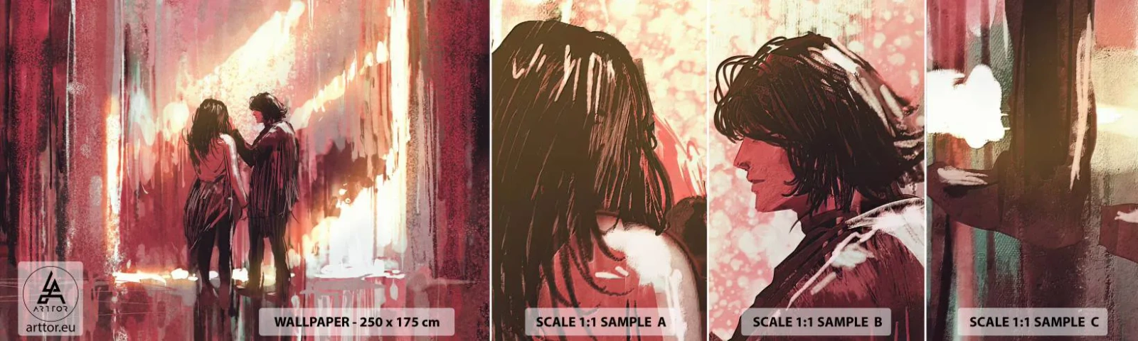 Fototapeten Muster Selbstklebend Deluxe Sticker - Das ewige Schauspiel der Liebe - Abstraktion, Frau, Liebe - 100x30 cm