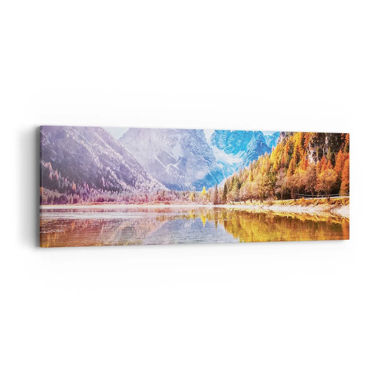 Bild auf Leinwand - Leinwandbild - Und in den Bergen ist es schon Herbst - 90x30 cm