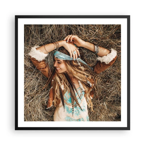 Poster in einem schwarzem Rahmen - Auf dem Weg in den Sommer der Liebe - 60x60 cm