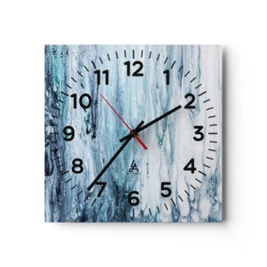 Wanduhr - Glasuhr - Blaue Eiszapfen - 40x40 cm