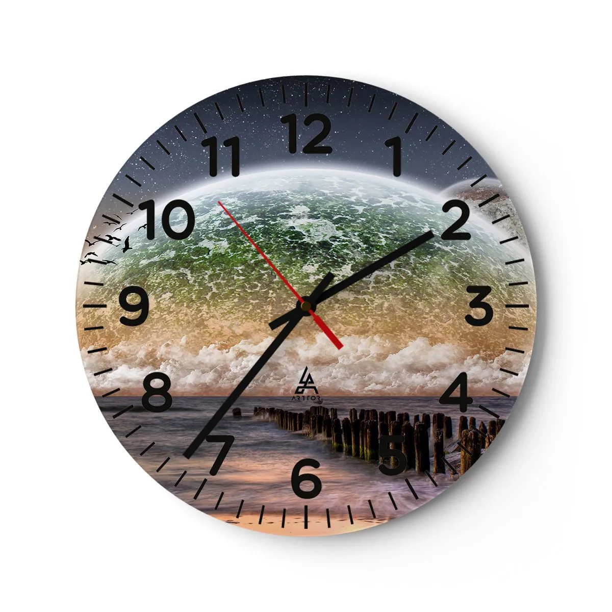 Wanduhr - Glasuhr - Und die Welt tauchte aus dem Wasser auf - 40x40 cm