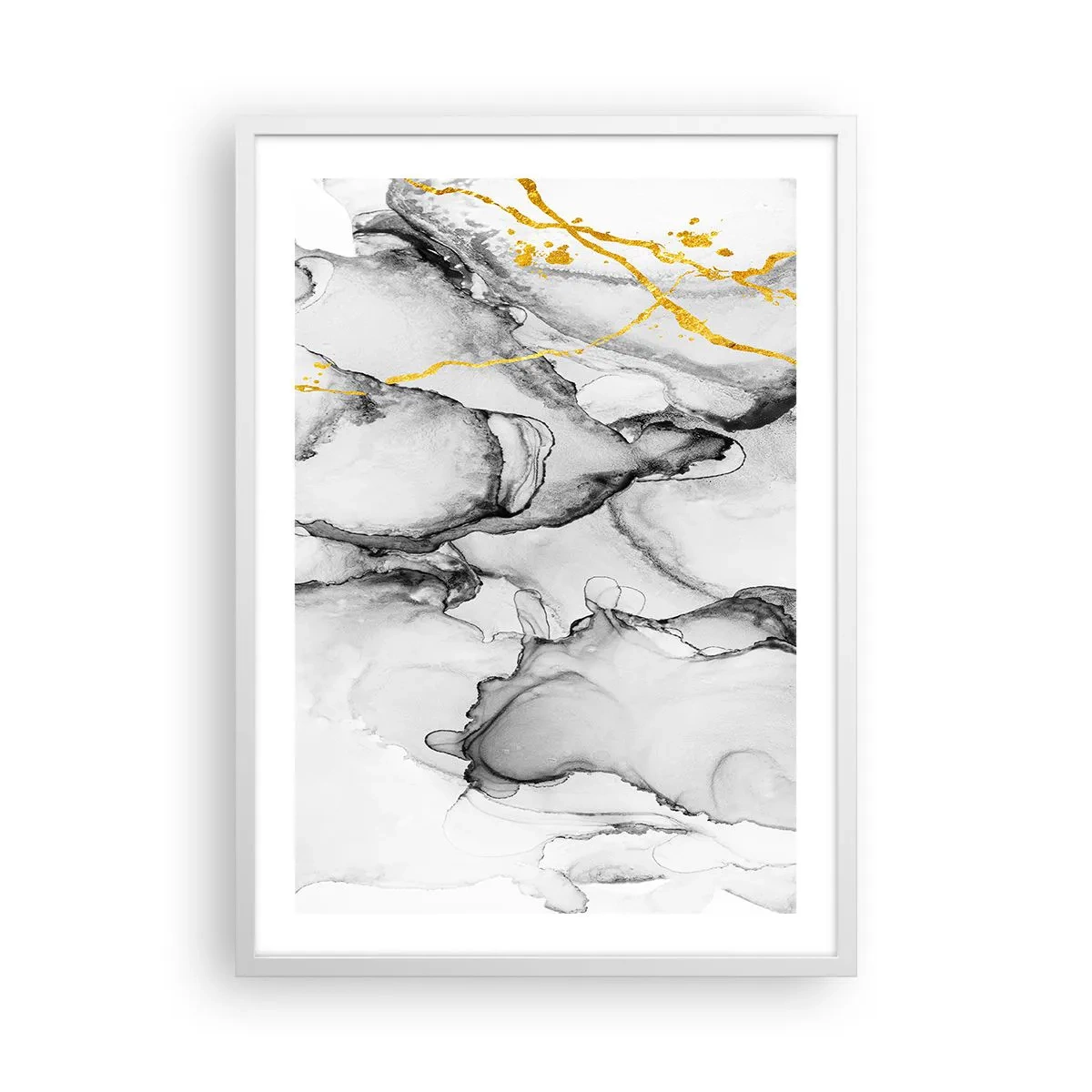Poster in einem weißen Rahmen - Komposition mit Goldmotiv - 50x70 cm