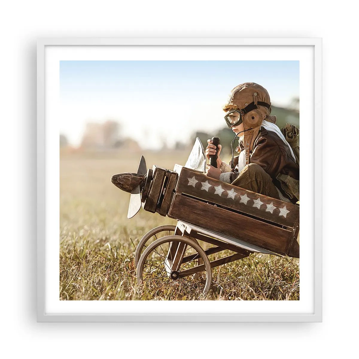 Poster in einem weißen Rahmen - Start in Richtung eines Traums - 60x60 cm