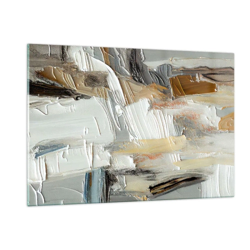 Glasbild - Bild auf glas - Eine abstrakte Komposition in Erdtönen mit einer unverwechselbaren Textur. - 120x80cm - Bunte Schichten - Moderne Wanddekoration für Wohnzimmer und Schlafzimmer ARTTOR