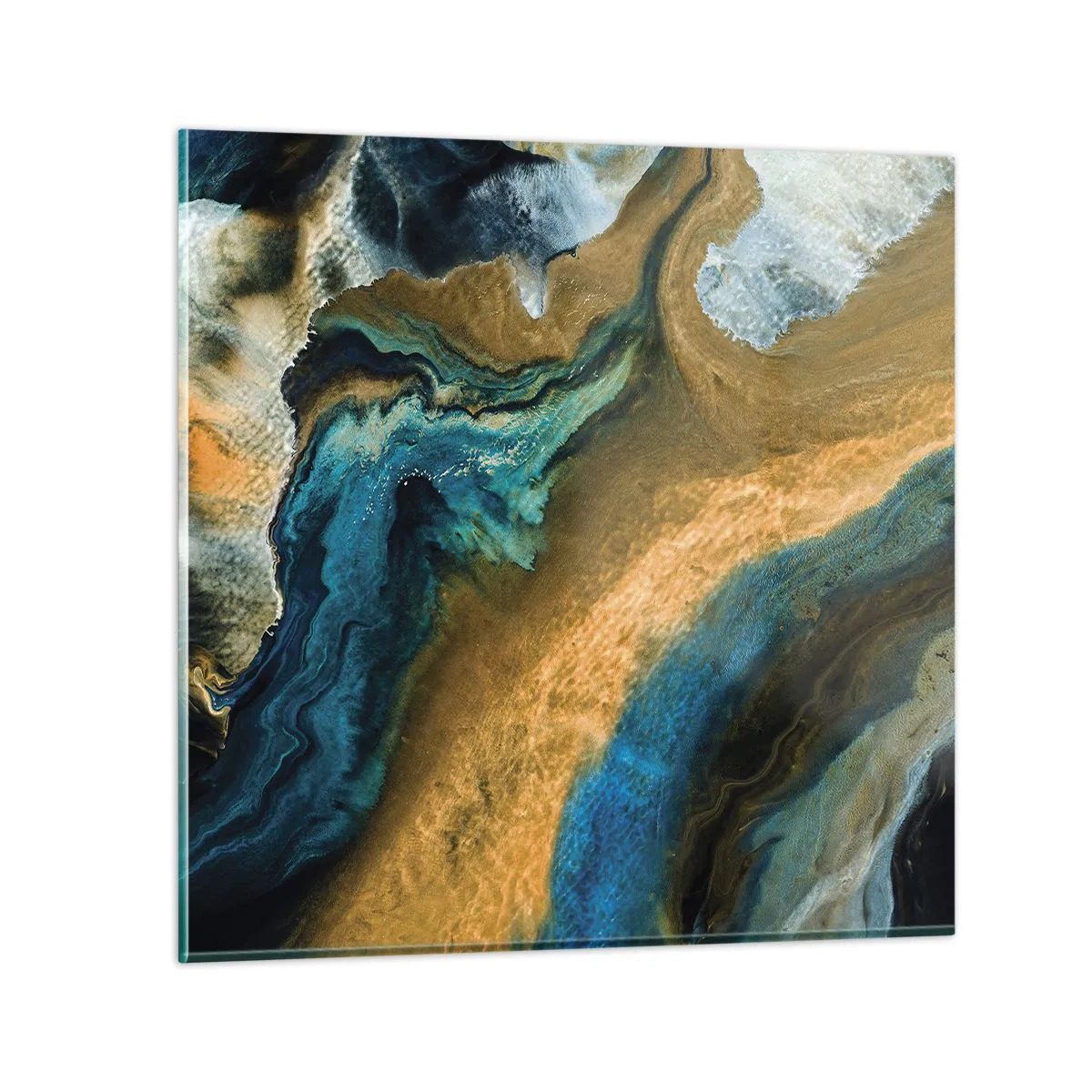 Glasbild - Bild auf glas - Blau - Gelb - gegenseitige Beeinflussung - 30x30 cm