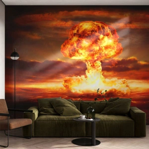 Selbstklebende Fototapete Deluxe Sticker - Und das Ende wird kommen - Atombombe, Militär, Grafik - 200x140 cm