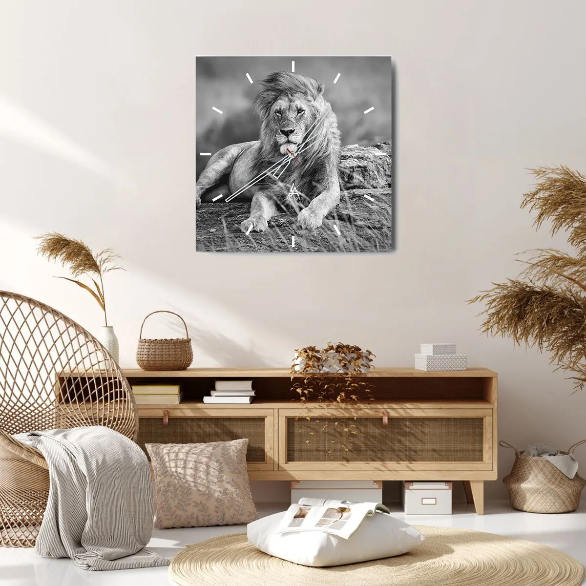 Wanduhr - Glasuhr - Königliche Siesta - 40x40 cm
