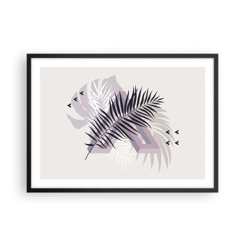 Poster in einem schwarzem Rahmen - Eine minimalistische Komposition mit Blättern und geometrischen Formen - 70x50cm - Der Schatten des Schattens - Moderne Wanddekoration für Wohnzimmer und Schlafzimmer ARTTOR