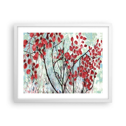 Poster in einem weißen Rahmen - Baum in Scharlachrot - 50x40 cm