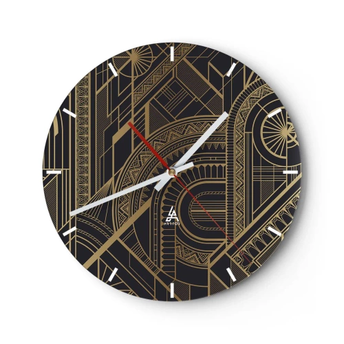 Wanduhr - Glasuhr - Abstraktes geometrisches Muster in goldenen Farben - 30x30cm - Konzepte, Ideen, Pläne - Moderne Wanddekoration für Wohnzimmer, Küche und Schlafzimmer ARTTOR