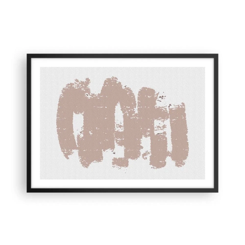 Poster in einem schwarzem Rahmen - Zartrosa Formen auf hellem Hintergrund - 70x50cm - Abstraktion in zartem Rosa - Moderne Wanddekoration für Wohnzimmer und Schlafzimmer ARTTOR