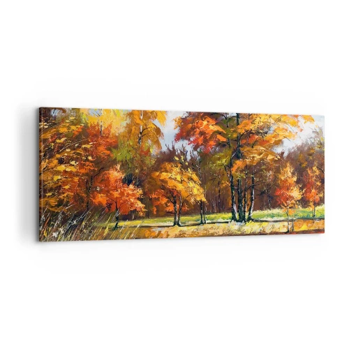Bild auf Leinwand - Leinwandbild - Landschaft in Gold und Bronze - 100x40 cm