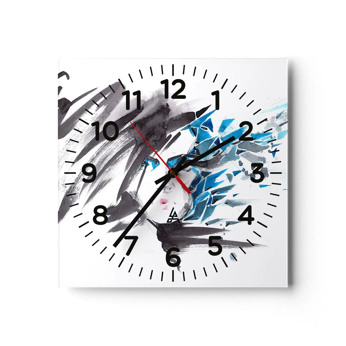 Wanduhr - Glasuhr - Sinnliches Portrait in Grau und Blau - 40x40 cm