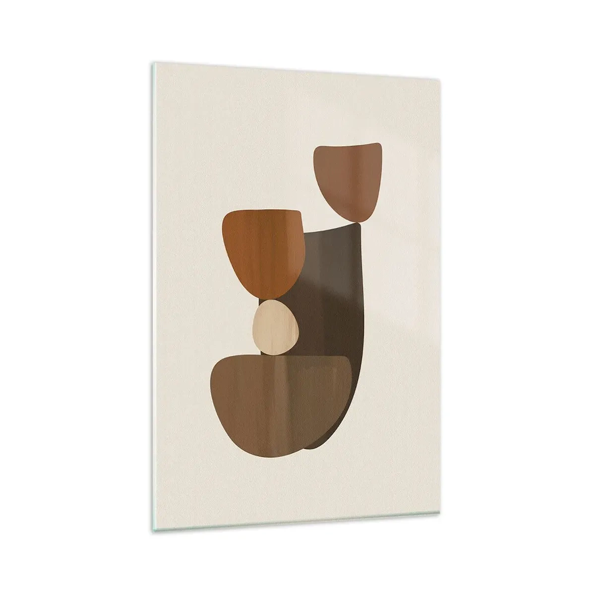 Glasbild - Bild auf glas - Abstrakte Komposition in Braun- und Beigetönen - 80x120cm - Komposition in Bronze - Moderne Wanddekoration für Wohnzimmer und Schlafzimmer ARTTOR