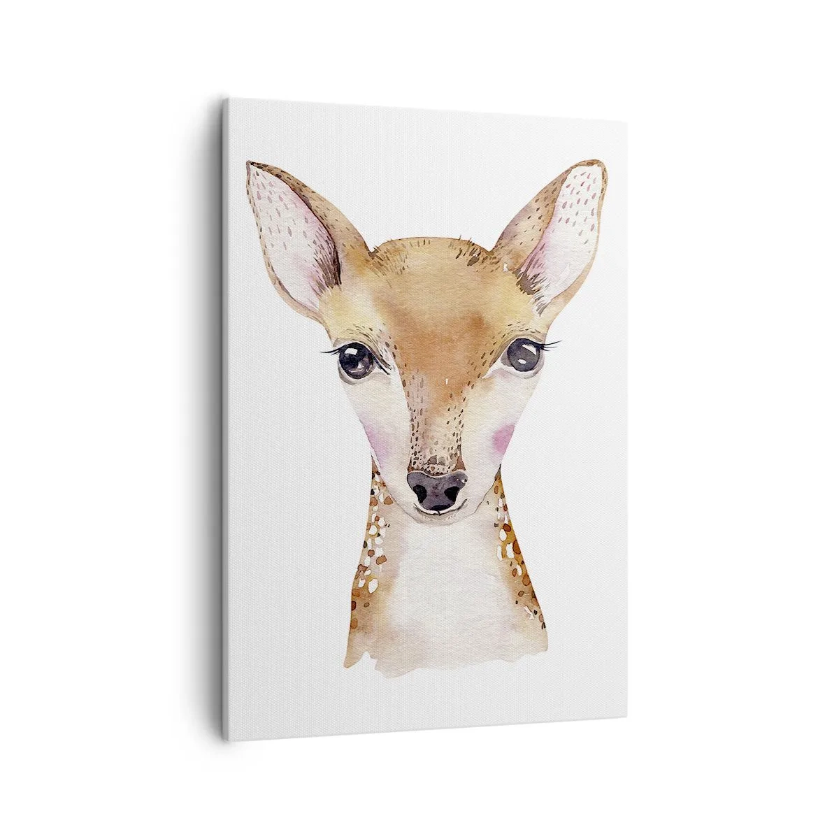 Bild auf Leinwand - Leinwandbild - Aquarellporträt eines jungen Rehs auf weißem Hintergrund - 50x70cm - Die Natur der Unschuld - Moderne Wanddekoration für Wohnzimmer und Schlafzimmer ARTTOR
