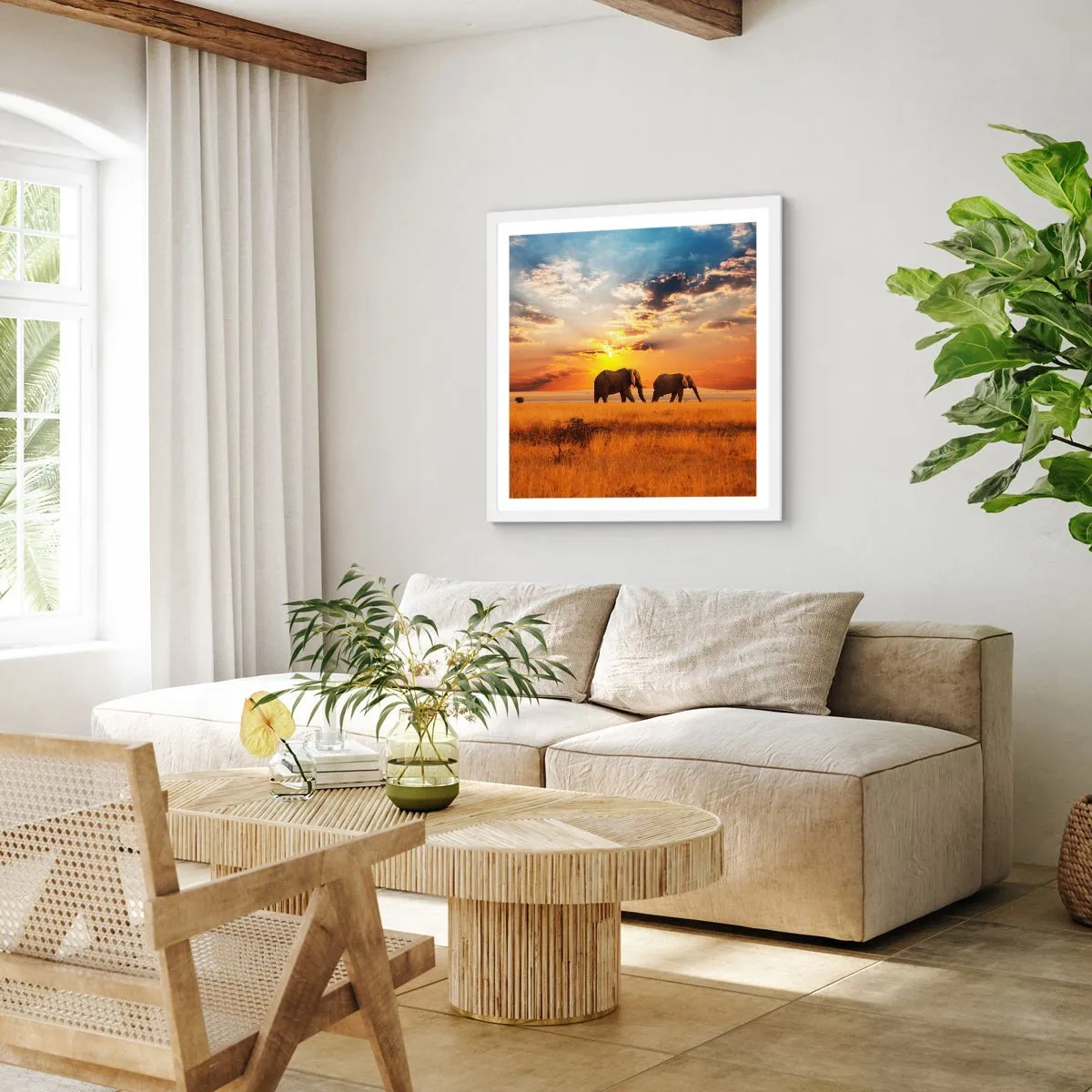 Poster in einem weißen Rahmen - Familienspaziergang - 60x60 cm