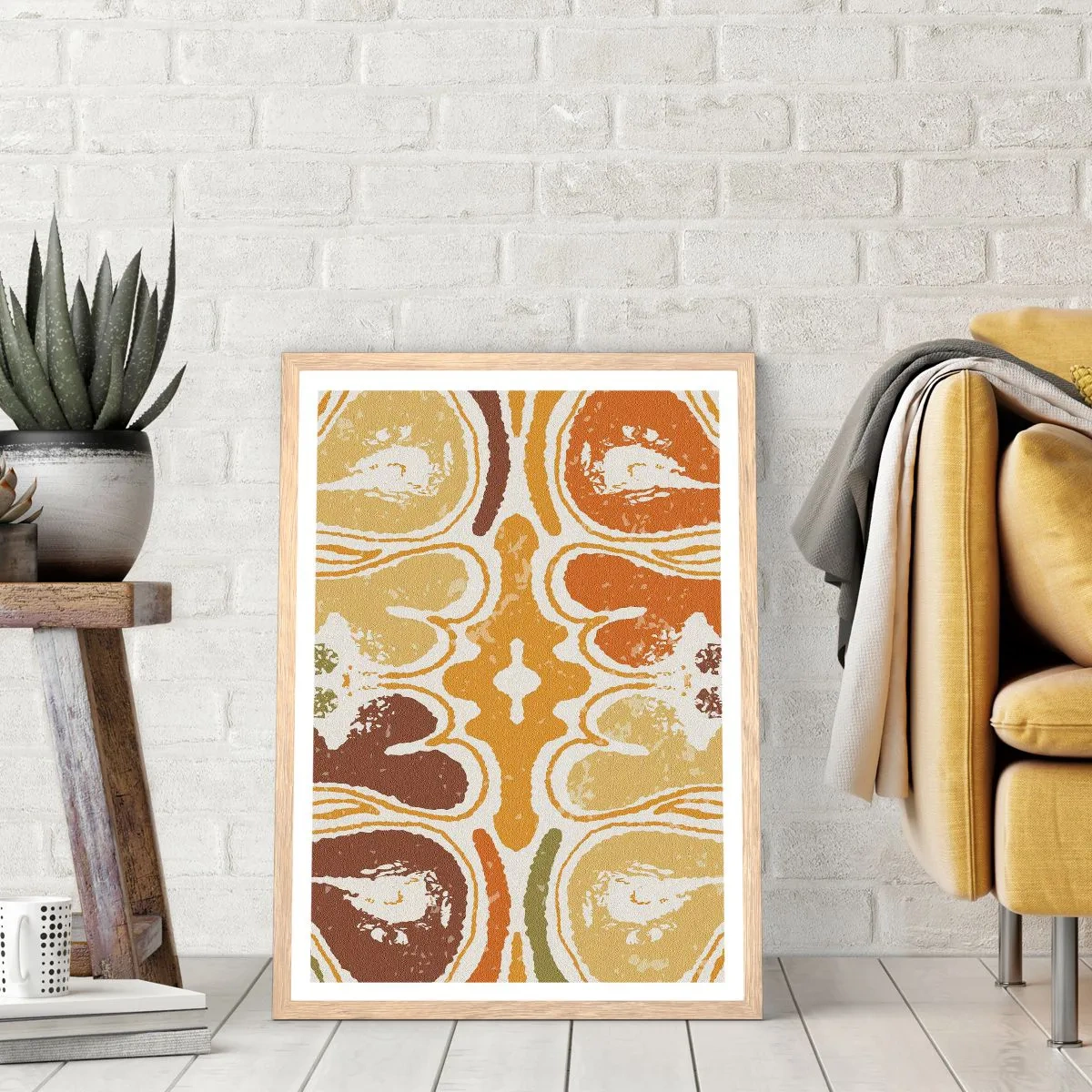 Poster in einem Rahmen aus heller Eiche - Sentimentale Abstraktion - 70x100 cm