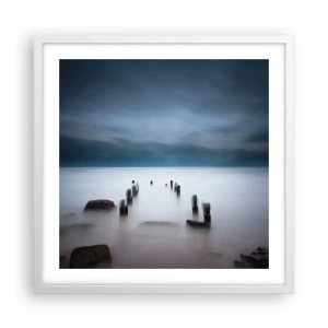 Poster in einem weißen Rahmen - Nachdenklicher See - 50x50 cm