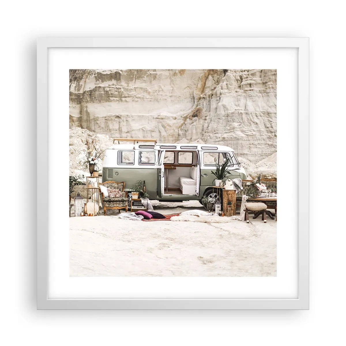 Poster in einem weißen Rahmen - Es ist die Zeit, die Reise zu beginnen - 40x40 cm