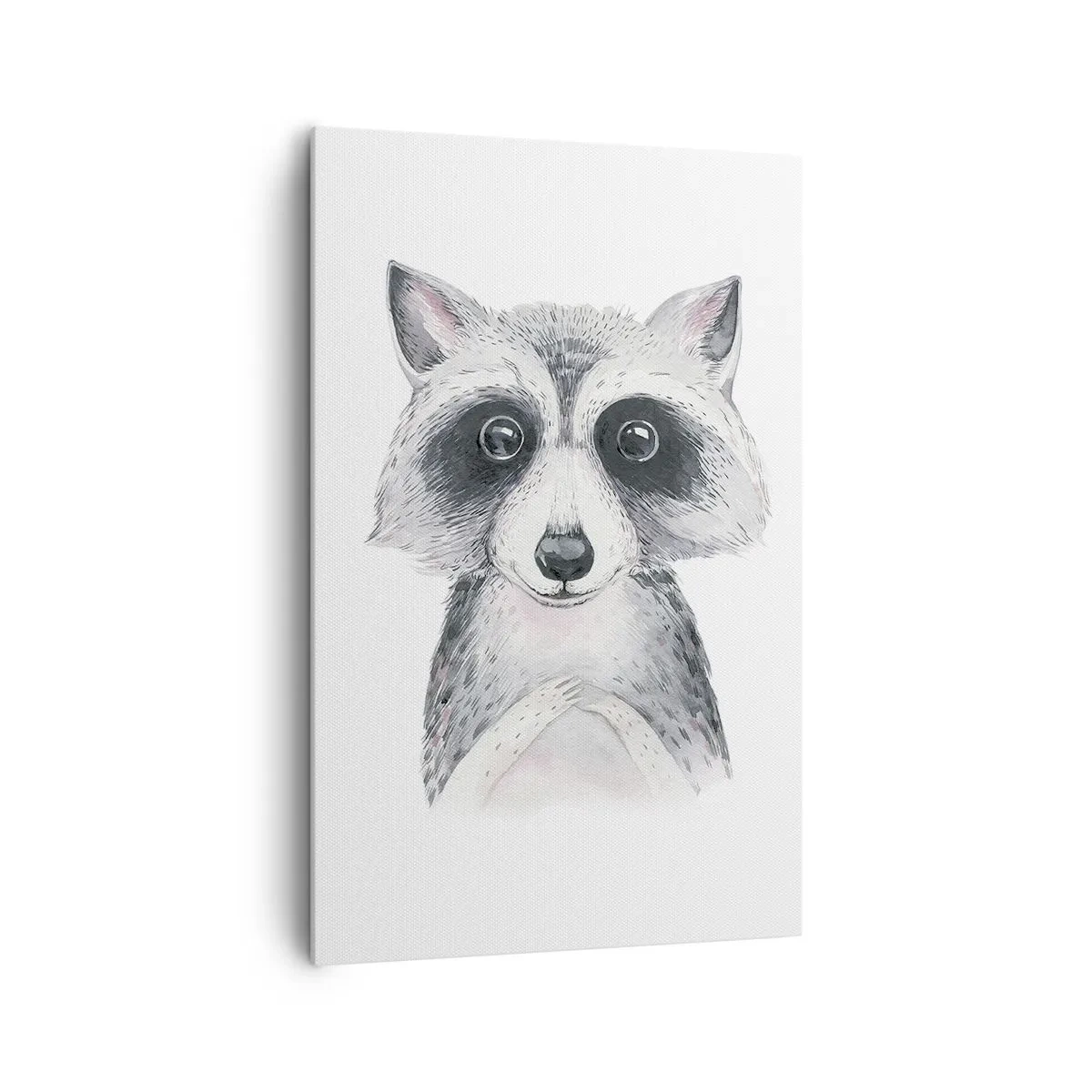 Bild auf Leinwand - Leinwandbild - Adorable Portrait eines Waschbären auf weißem Hintergrund - 80x120cm - Ein Moment zum Bewegen - Moderne Wanddekoration für Wohnzimmer und Schlafzimmer ARTTOR
