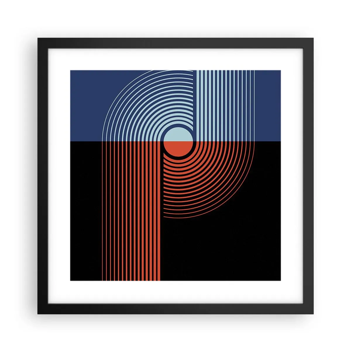 Poster in einem schwarzem Rahmen - In einer geometrischen Umarmung - 40x40 cm