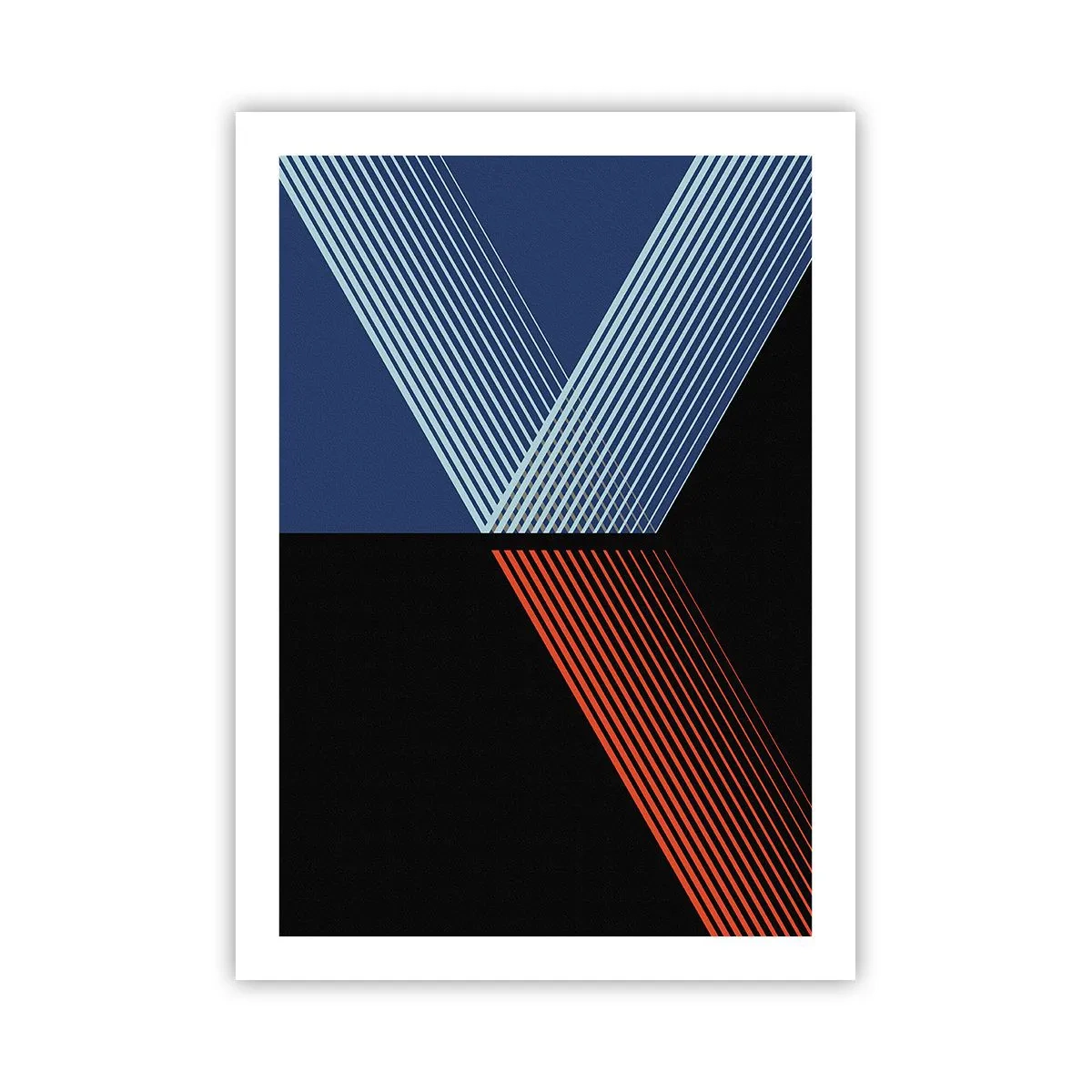 Poster - Abstrakte Linienkomposition in Blau, Schwarz und Rot - 50x70cm - Eine einfache Geschichte - Moderne Wanddekoration für Wohnzimmer und Schlafzimmer ARTTOR