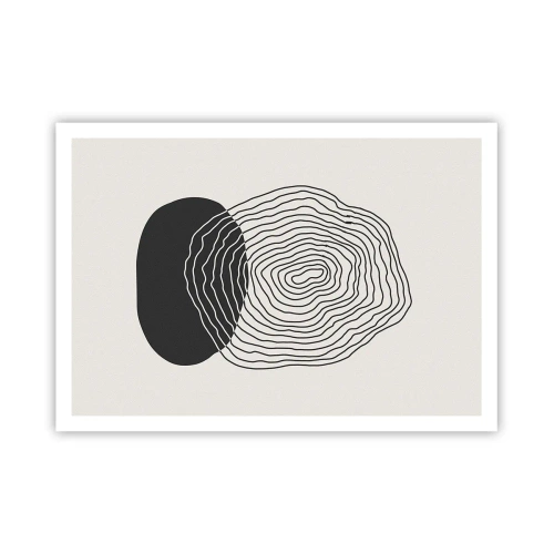 Poster - Abstraktes Muster mit Linien und Formen in Schwarz und Weiß - 100x70cm - Dauer und Schwingung - Moderne Wanddekoration für Wohnzimmer und Schlafzimmer ARTTOR