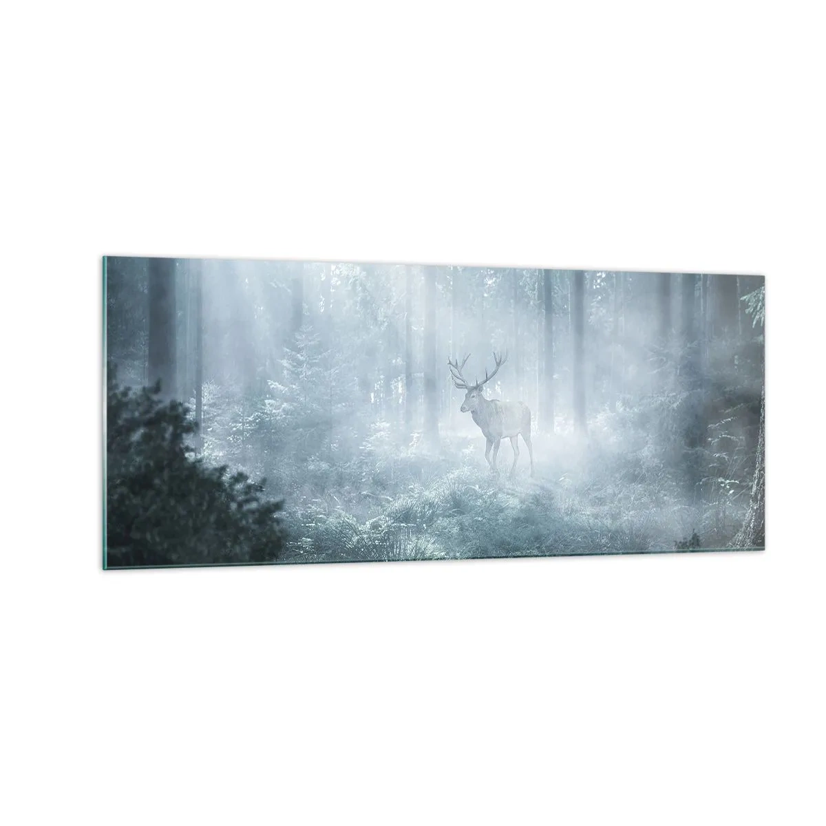 Glasbild - Bild auf glas - Morgenvisite auf dem Grundstück - 100x40 cm