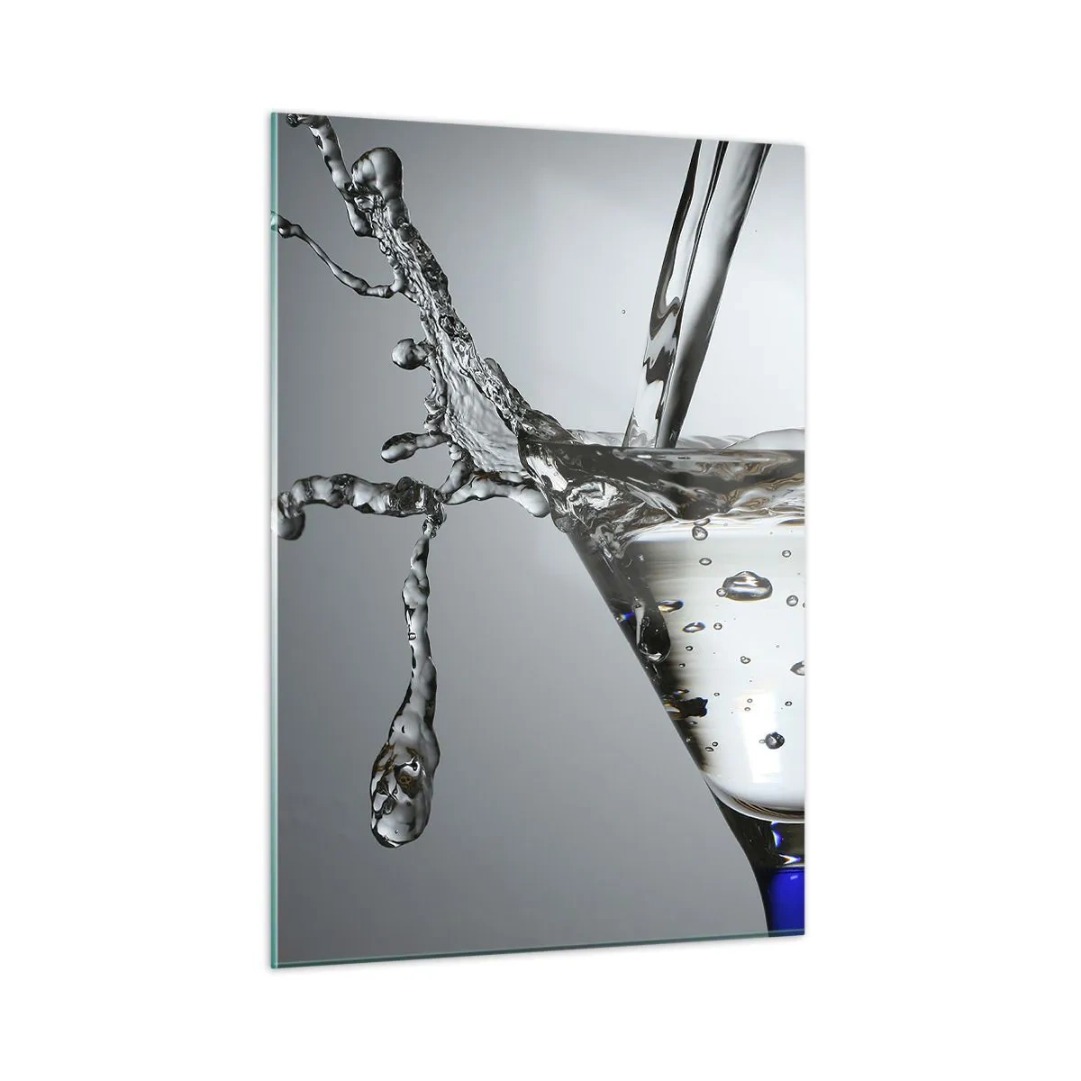 Glasbild - Bild auf glas - Flüssigkeit in einem Martini-Glas spritzt vor grauem Hintergrund - 50x70cm - Am Rand der Tasse - Moderne Wanddekoration für Wohnzimmer und Schlafzimmer ARTTOR