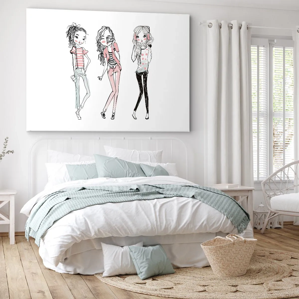 Bild auf Leinwand - Leinwandbild - Illustration modischer Mädchen in Pastellfarben - 70x50cm - Es wird, es wird Spaß machen - Moderne Wanddekoration für Wohnzimmer und Schlafzimmer ARTTOR
