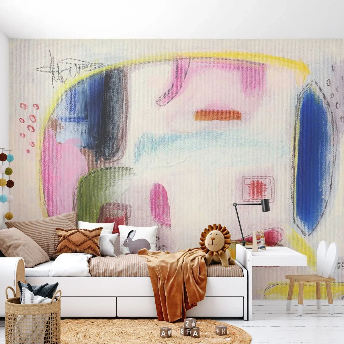 Fototapete Premium Sand - Farbenfrohe Abstraktion mit zarten, pastellfarbenen Akzenten - 100x70cm - Eher konvex als konkav oder flach - Moderne Wanddekoration für Wohnzimmer und Schlafzimmer ARTTOR