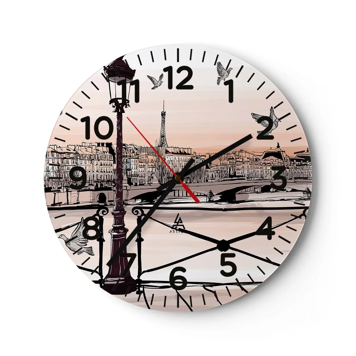 Wanduhr - Glasuhr - Über den Dächern von Paris - 40x40 cm