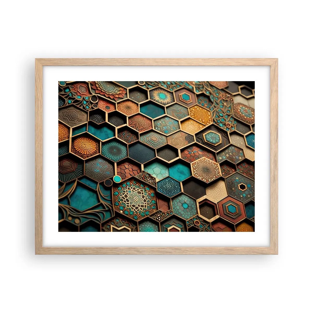 Poster in einem Rahmen aus heller Eiche - Arabische Ornamente – Variation - 50x40 cm