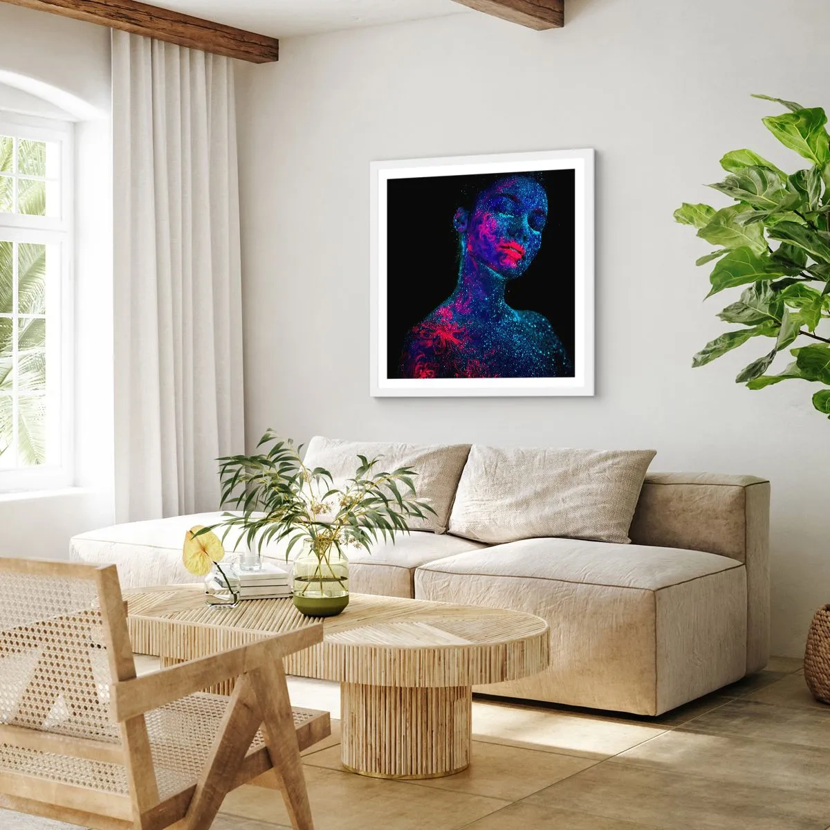 Poster in einem weißen Rahmen - Im Sternenstaub - 60x60 cm