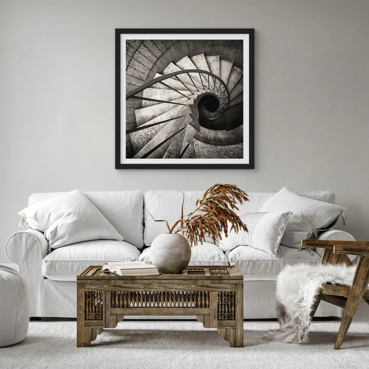 Poster in einem schwarzem Rahmen - Treppe hoch, Treppe runter - 50x50 cm