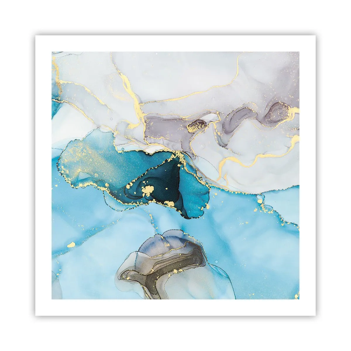 Poster - Eine Studie über das Zusammentreffen von Grau und Türkis - 60x60 cm