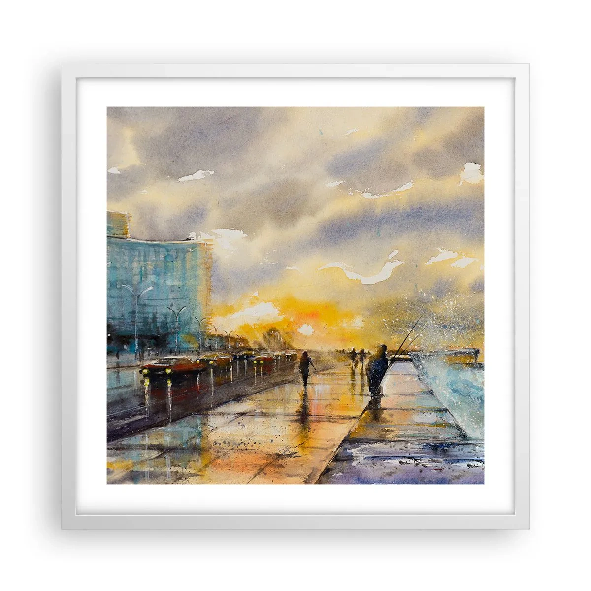 Poster in einem weißen Rahmen - Leben am Ufer - 50x50 cm