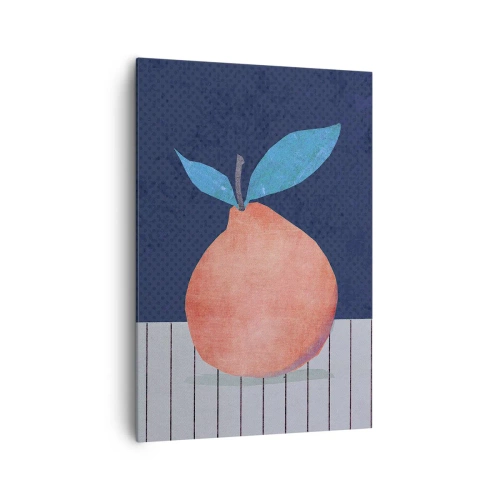 Bild auf Leinwand - Leinwandbild - Abstrakte Früchte vor einem Hintergrund aus kontrastierenden Farben und geraden Linien. - 70x100cm - Konvexität und Ebene - Moderne Wanddekoration für Wohnzimmer und Schlafzimmer ARTTOR