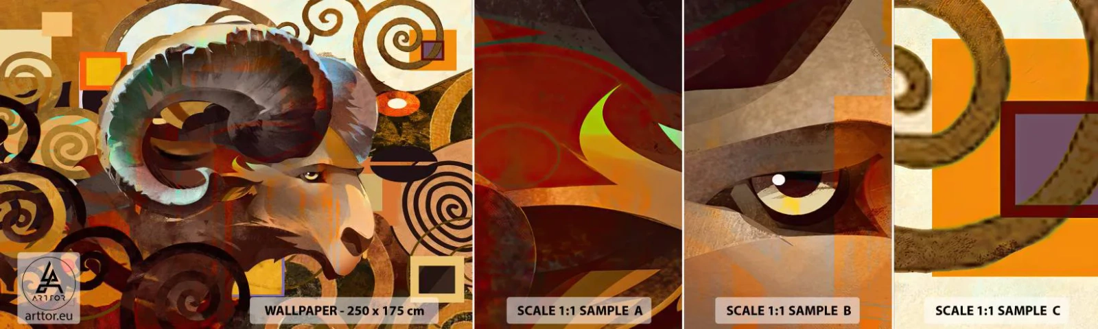 Fototapetenmuster Standard Eco - Magie - Religionen - Rituale - Abstraktion, Widder, Grafik - 100x30 cm