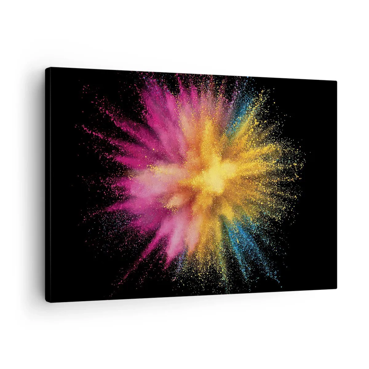 Bild auf Leinwand - Leinwandbild - Bunte Pulverexplosion auf schwarzem Hintergrund - 70x50cm - Die Geburt der Farben - Moderne Wanddekoration für Wohnzimmer und Schlafzimmer ARTTOR