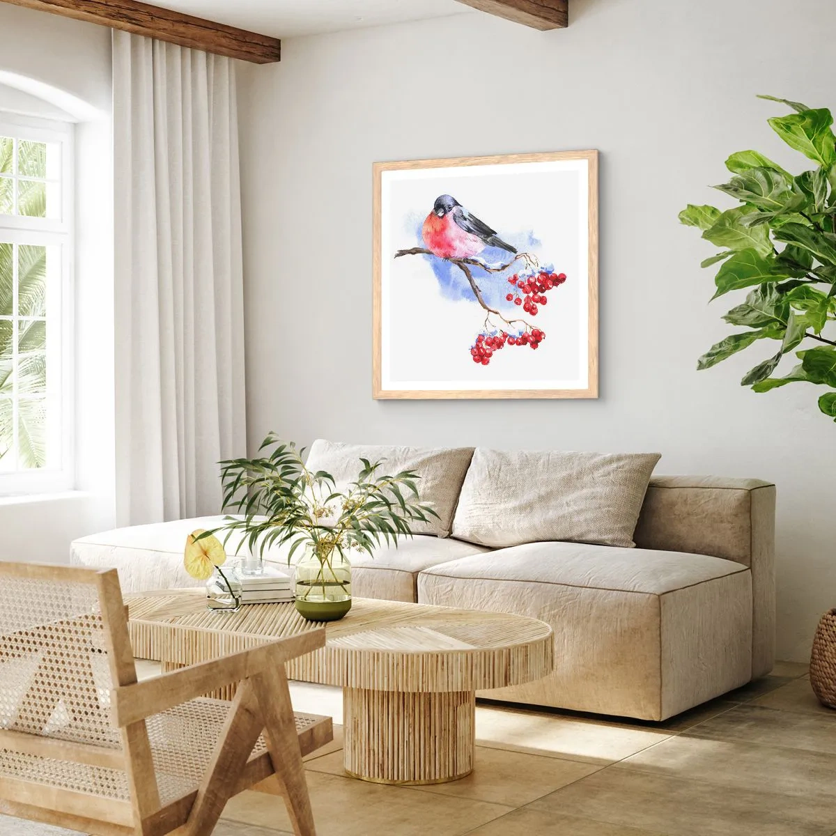 Poster in einem Rahmen aus heller Eiche - Winter in Farbe - 50x50 cm