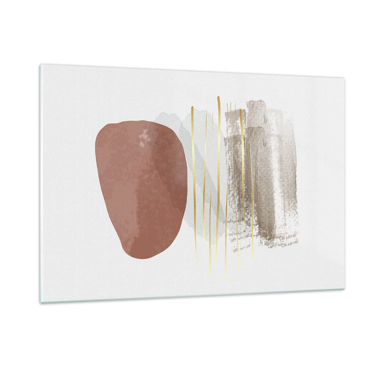 Glasbild - Bild auf glas - Minimalistische Abstraktion mit beigen und braunen Formen - 120x80cm - Abstrakte Kolonnade - Moderne Wanddekoration für Wohnzimmer und Schlafzimmer ARTTOR