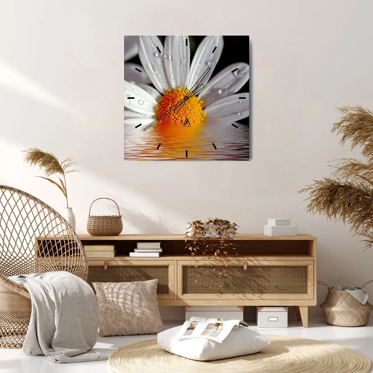Wanduhr - Glasuhr - Die aufgehende Sonne der Gänseblümchen - 30x30 cm