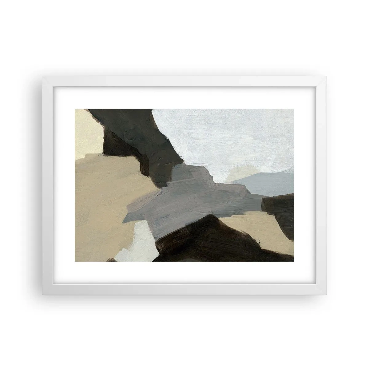 Poster in einem weißen Rahmen - Abstraktion: Scheideweg des Graus - 40x30 cm