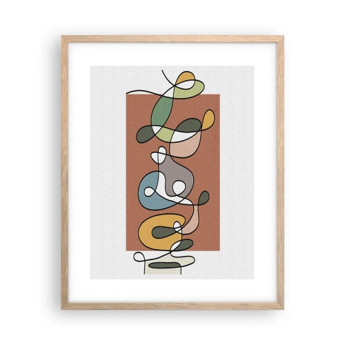 Poster in einem Rahmen aus heller Eiche - Abstraktion: bunter Tanz - 40x50 cm