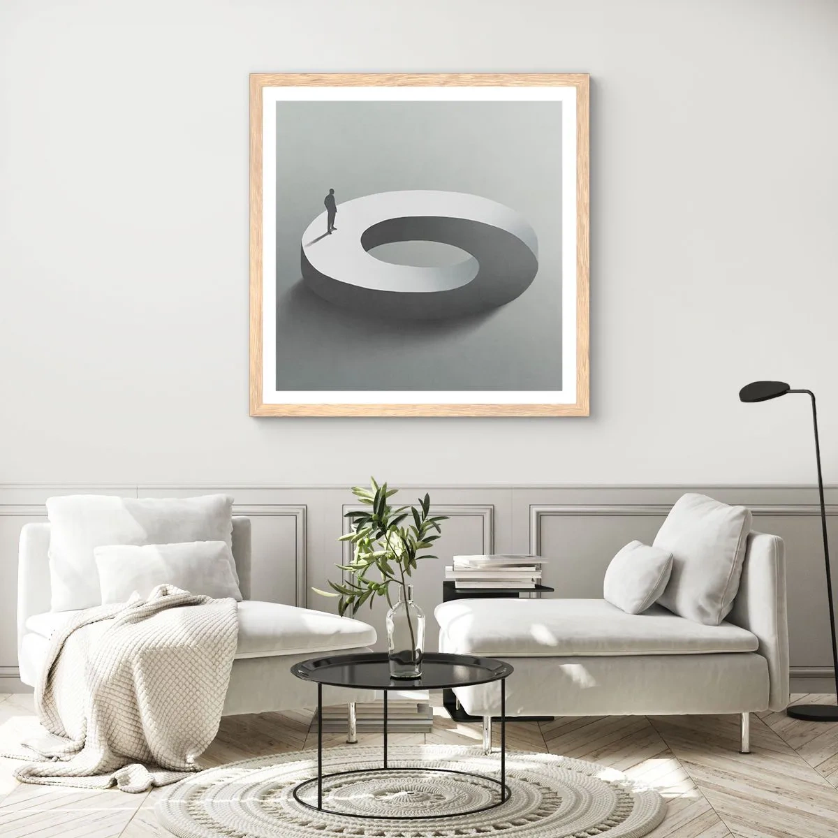 Poster in einem Rahmen aus heller Eiche - Und wie soll man davon klug werden - 60x60 cm