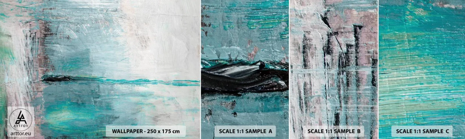 Fototapeten Muster Selbstklebend Deluxe Sticker - Horizontal in Blau - Abstraktion, Stück, Modernes Muster - 100x30 cm