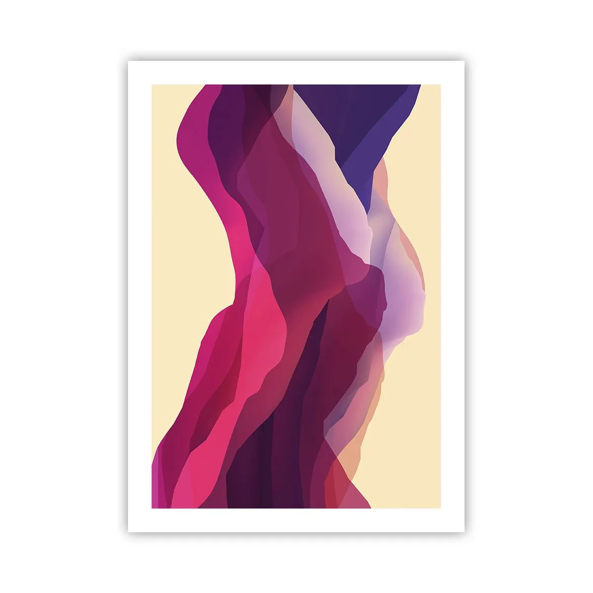 Poster - Abstrakte Wellen in Lilatönen auf hellem Hintergrund - 50x70cm - Lila Wellen - Moderne Wanddekoration für Wohnzimmer und Schlafzimmer ARTTOR