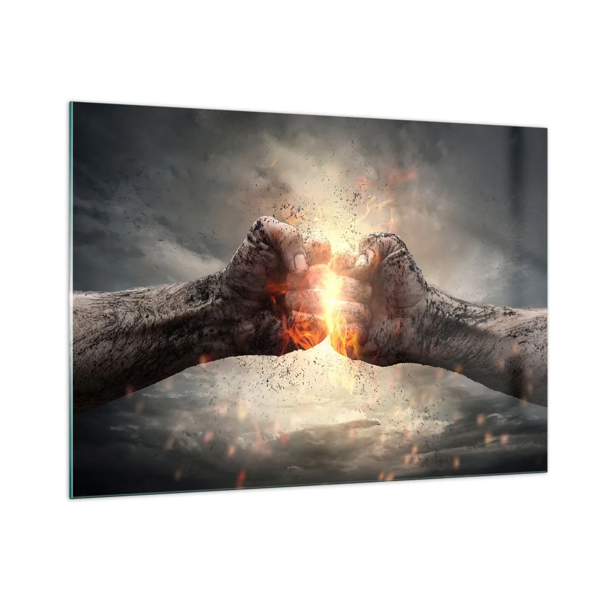 Glasbild - Bild auf glas - Stehen Sie dem Kampf gegenüber - 100x70cm - Steh auf für einen Kampf - Moderne Wanddekoration für Wohnzimmer und Schlafzimmer ARTTOR