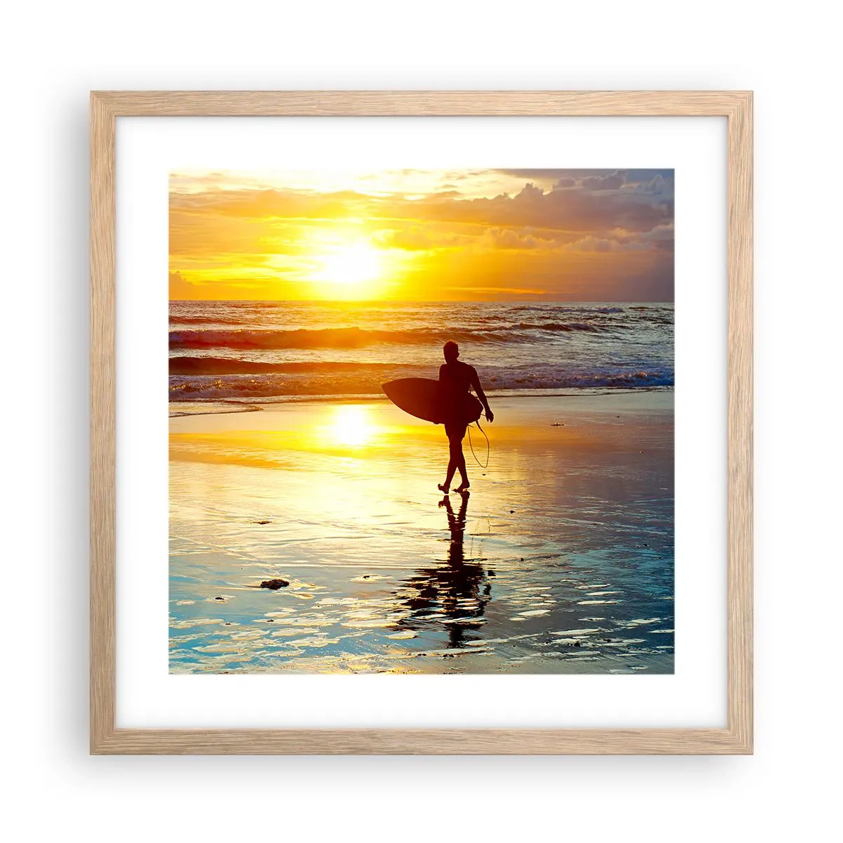 Poster in einem Rahmen aus heller Eiche - Die Rückkehr des Kriegers - 40x40 cm